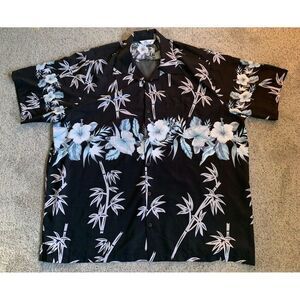Alvish Enjoy Life Mens Black Hawaiian Short Sleeved‎ Shirt 3XL Summer Cruise